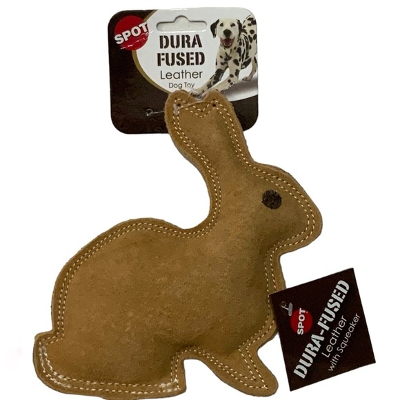 Spot Dog Toy Fused Leather Squeaky Rabbit Strong Durable Toy Ethical Products - Picture 16 of 16